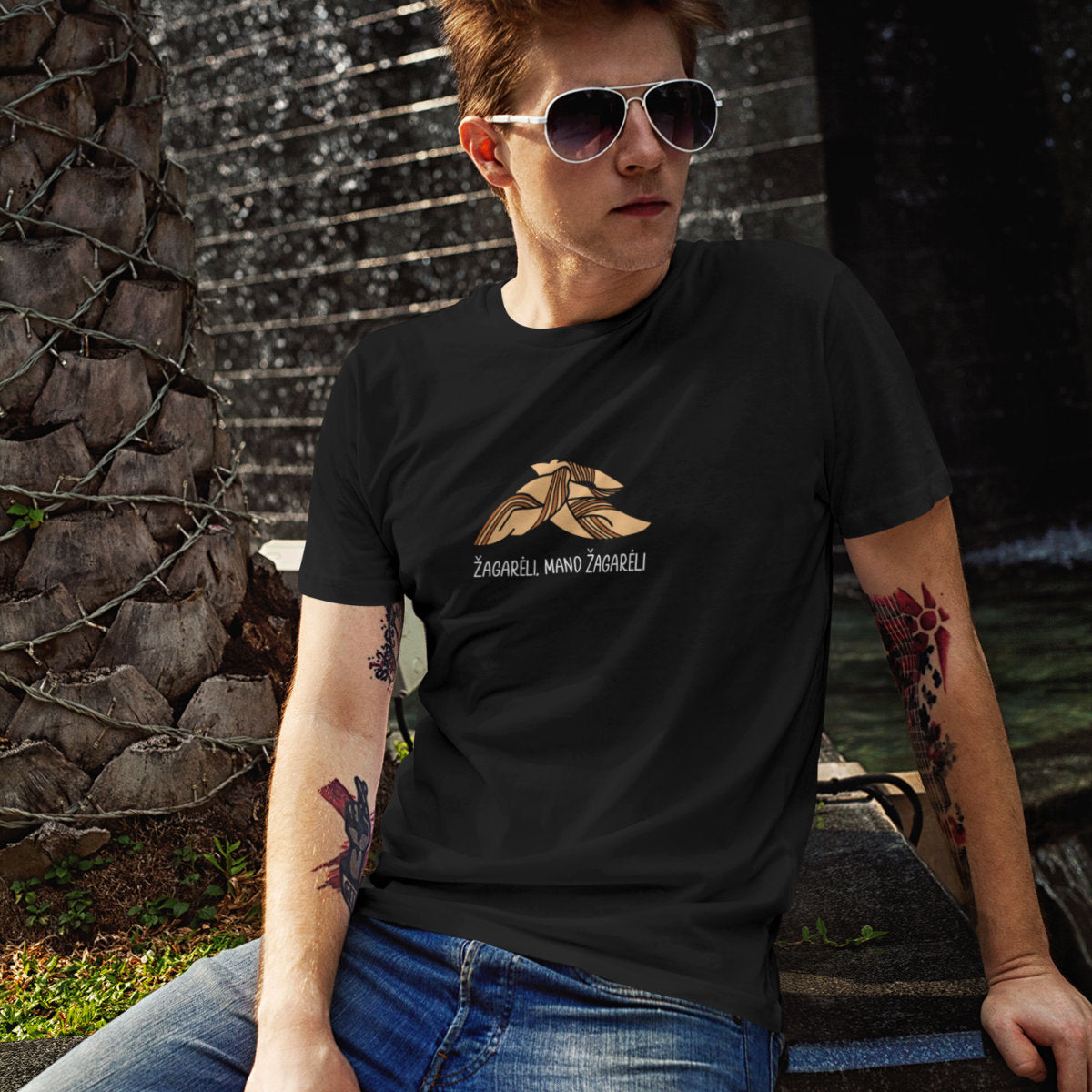 Juodi UNISEX marškinėliai "Žagarėli“