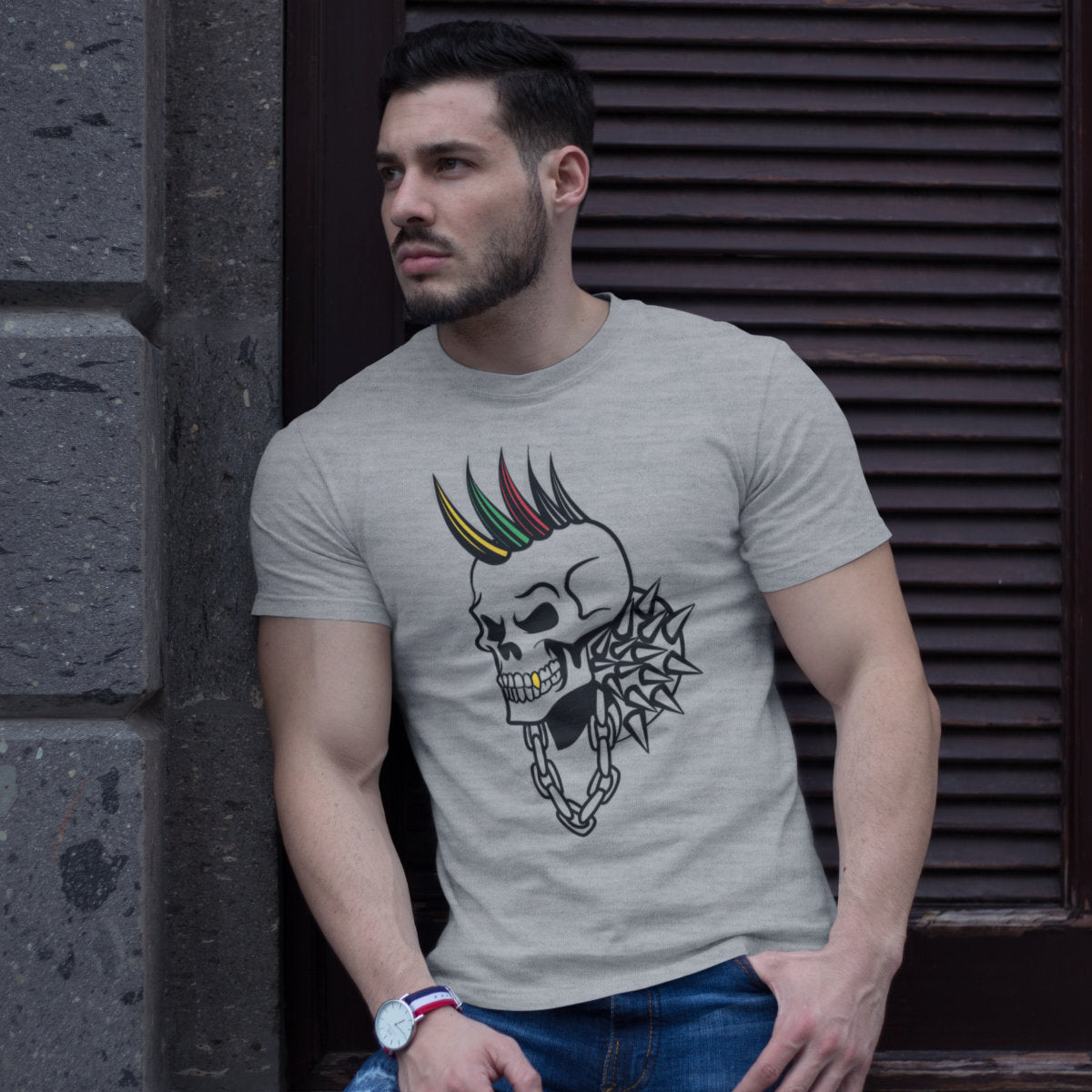 Pilki melanziniai UNISEX marškinėliai "LT punk“