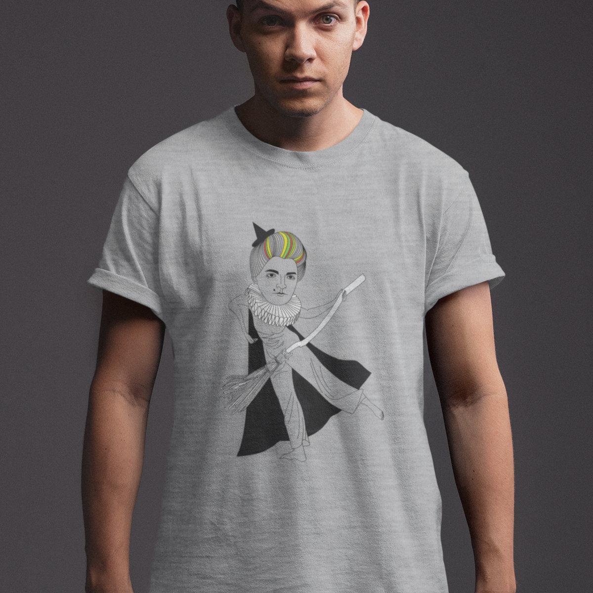 Pilki melanžiniai UNISEX marškinėliai "Lietuvos ragana“