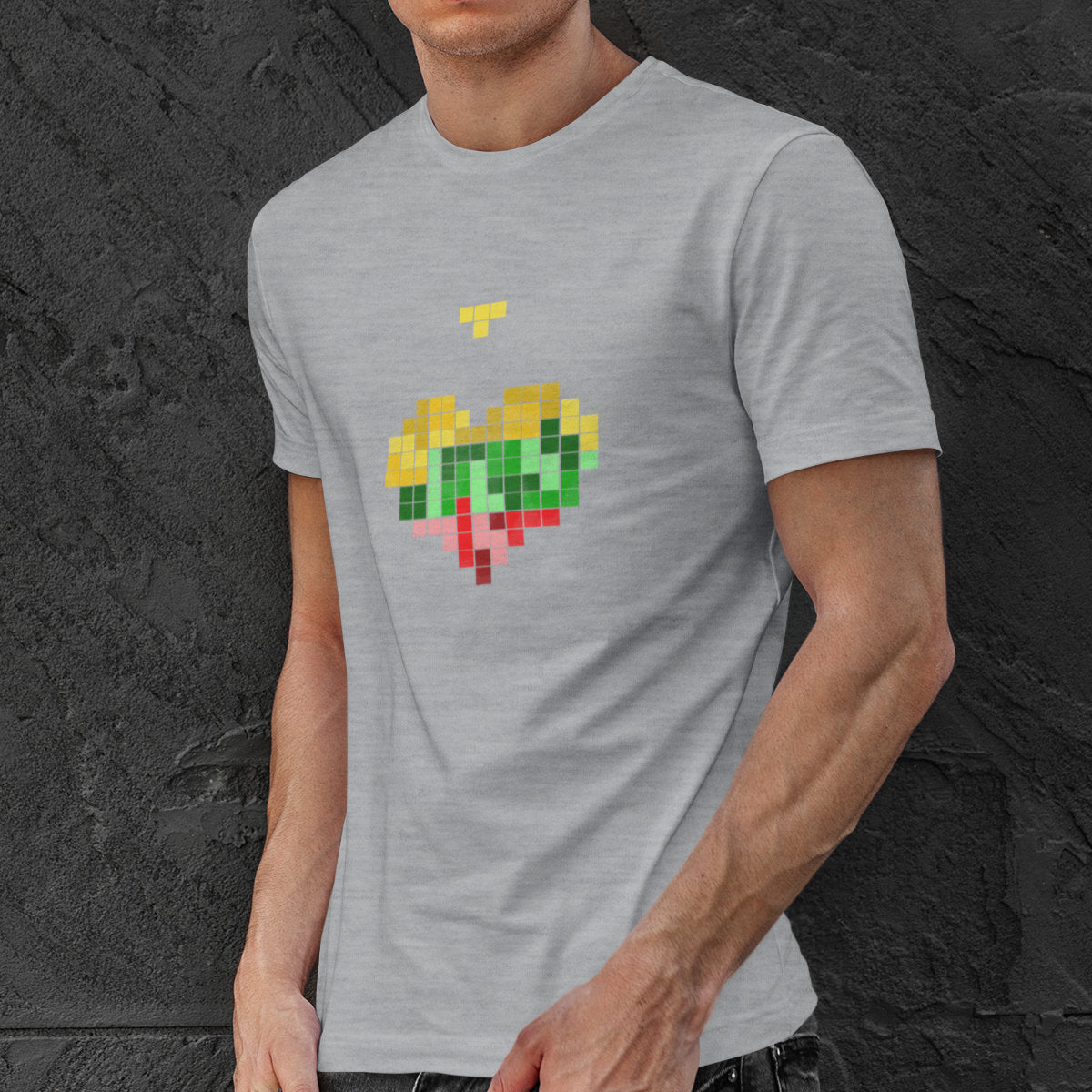 Pilki melanžiniai UNISEX marškinėliai "Lietuvos tetris“
