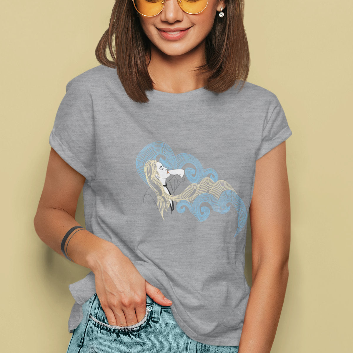 Pilki melanžiniai unisex marškinėliai "Neringa“