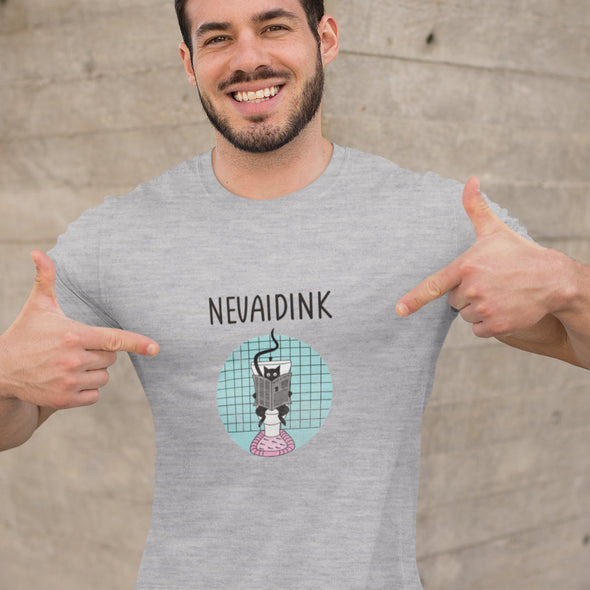 Pilki melanžiniai UNISEX marškinėliai "Nevaidink"