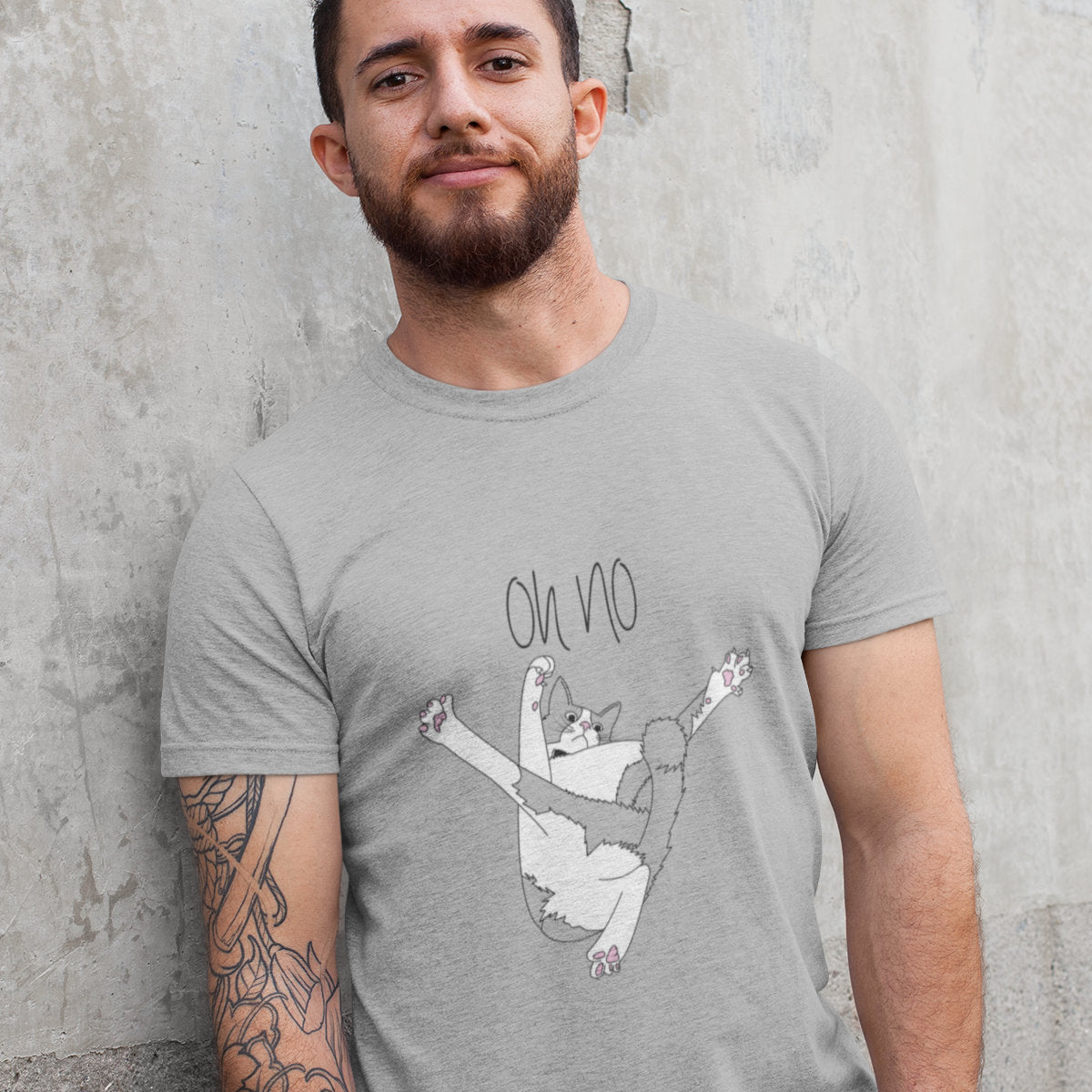 Pilki melanžiniai UNISEX marškinėliai "Oh no"