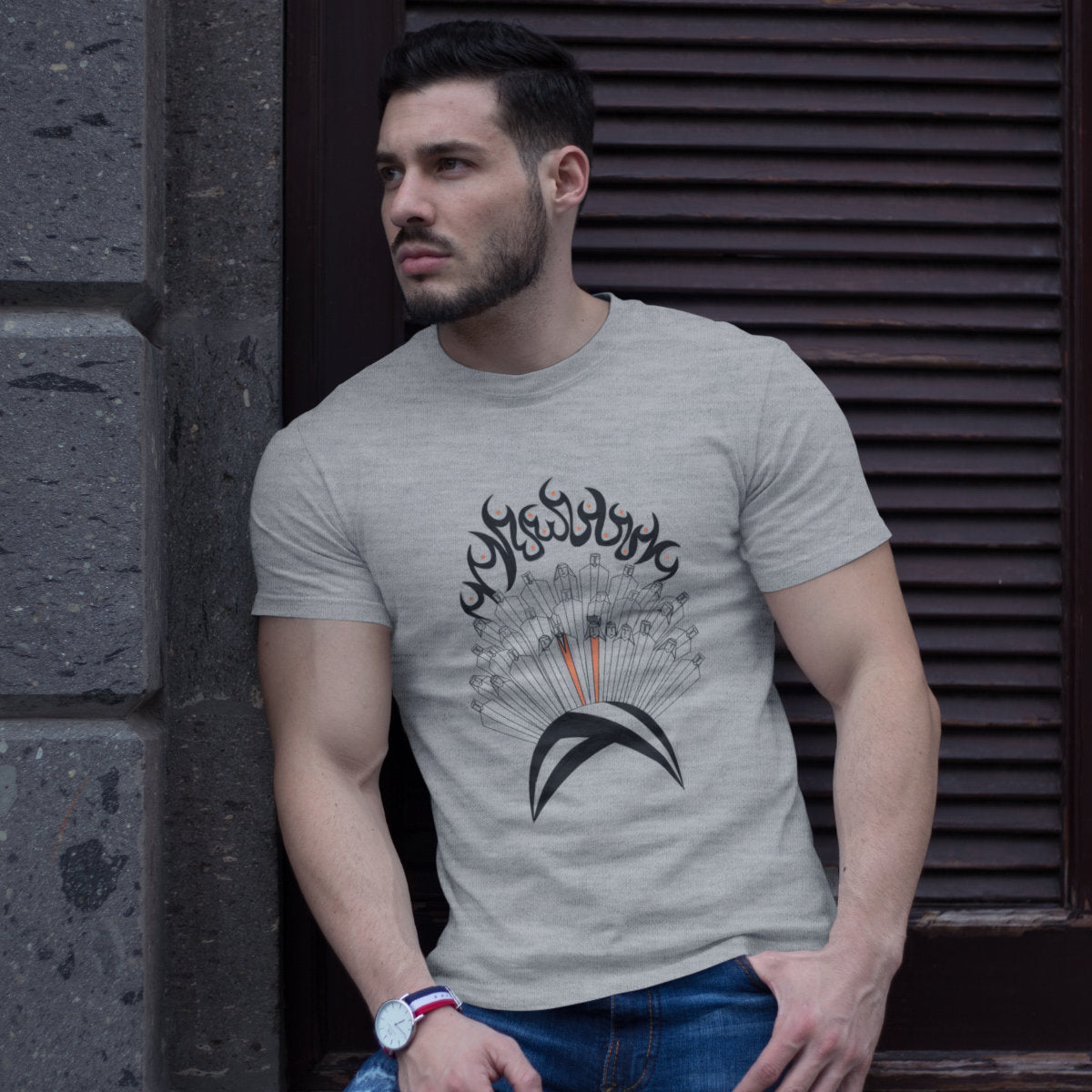 Pilki melanžiniai UNISEX marškinėliai "Pilėnai“