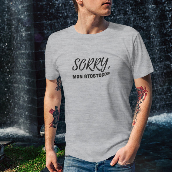 Pilki melanžiniai UNISEX marškinėliai "Sorry, man atostogos"