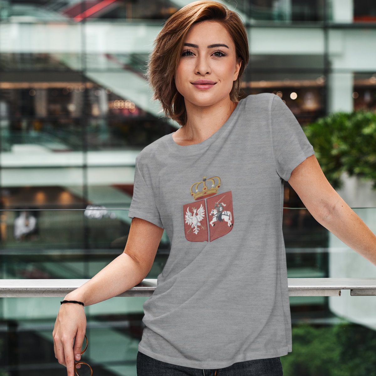 Pilki melanžiniai UNISEX marškinėliai "Sukilimo herbas"