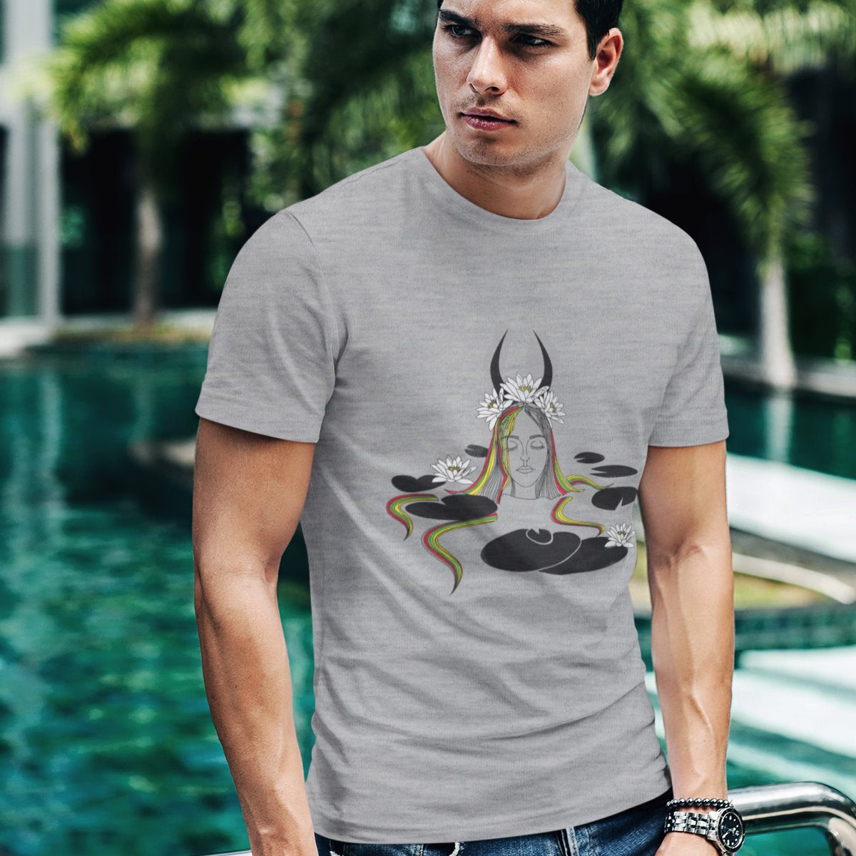 Pilki melanžiniai UNISEX marškinėliai "Velnio nuotaka“