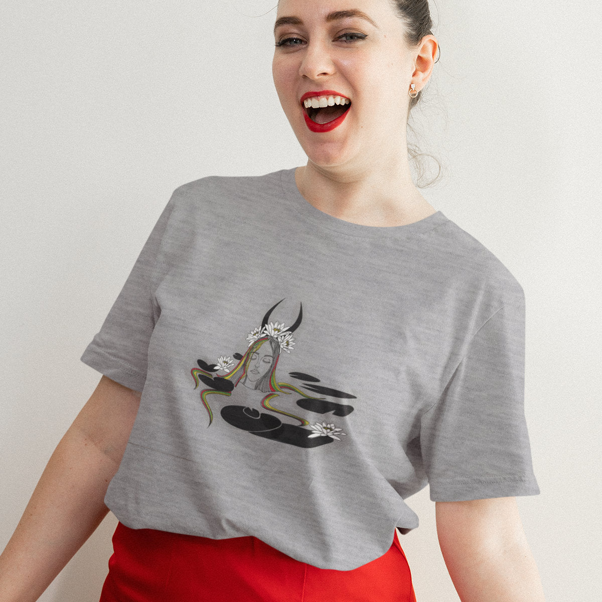 Pilki melanžiniai UNISEX marškinėliai "Velnio nuotaka“