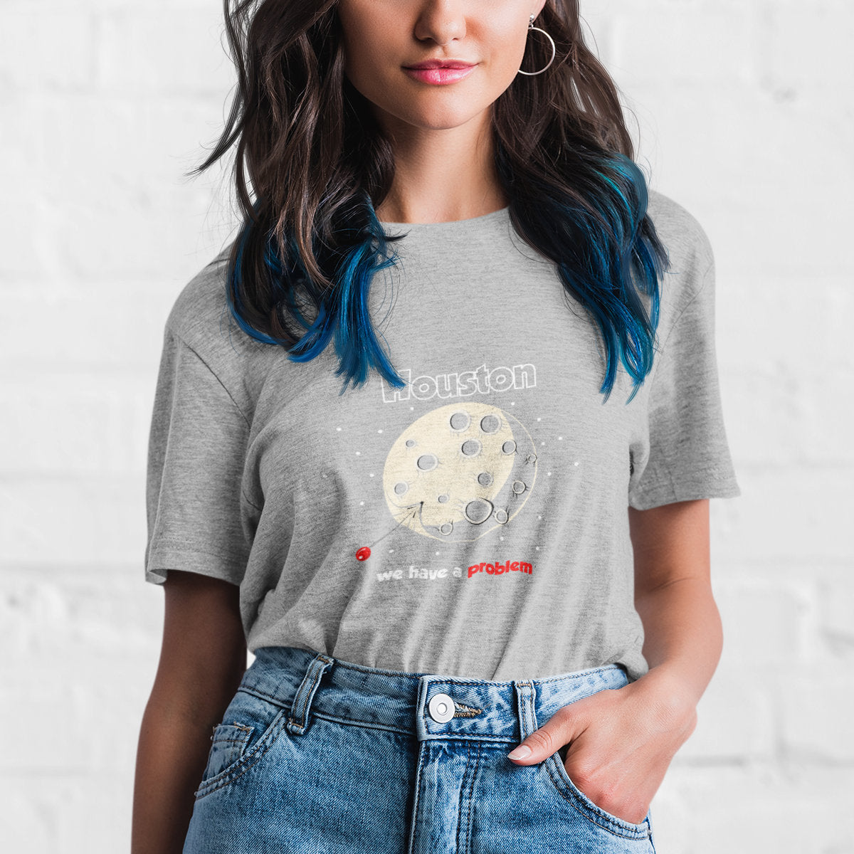 Pilki melanžiniai UNISEX marškinėliai "We have a problem"