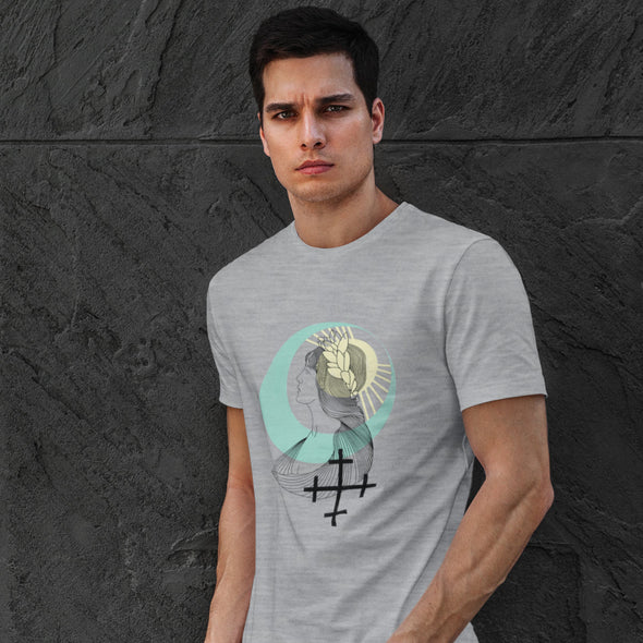 Pilki melanžiniai UNISEX marškinėliai "Žemyna"