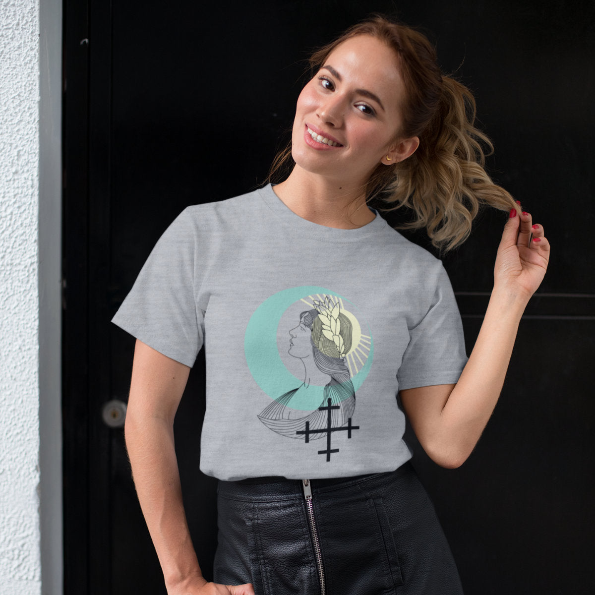 Pilki melanžiniai UNISEX marškinėliai "Žemyna"