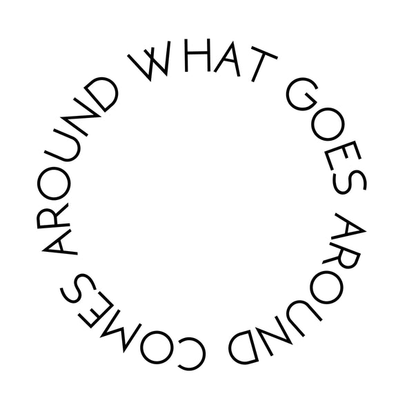 Balti UNISEX marškinėliai "What goes around"