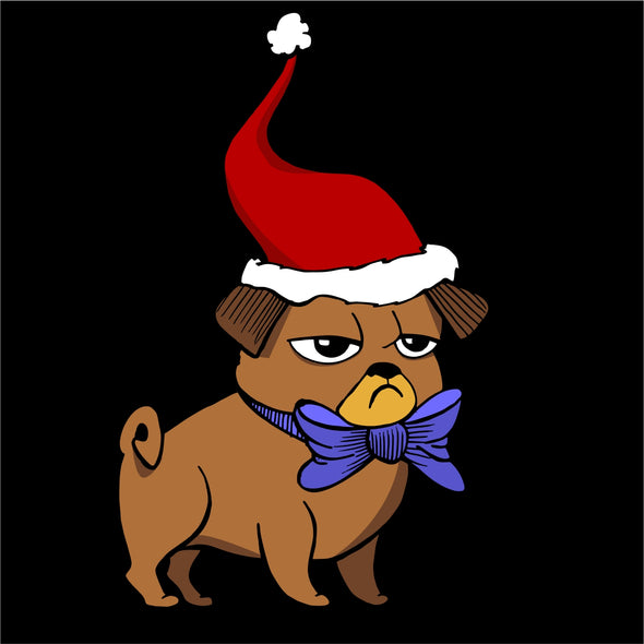 Juodos Kalėdinės kojinės "Šuniukas su kepure"