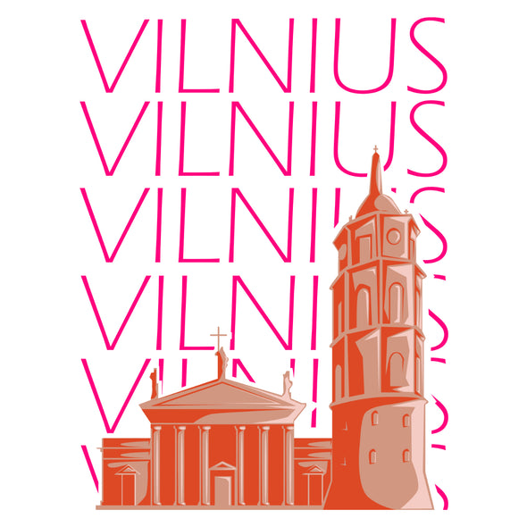 Balti marškinėliai su spauda ant nugaros  "Mano Vilnius“