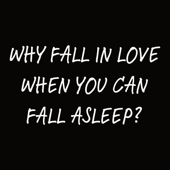 Juodas džemperis be gobtuvo "Why fall in love?"