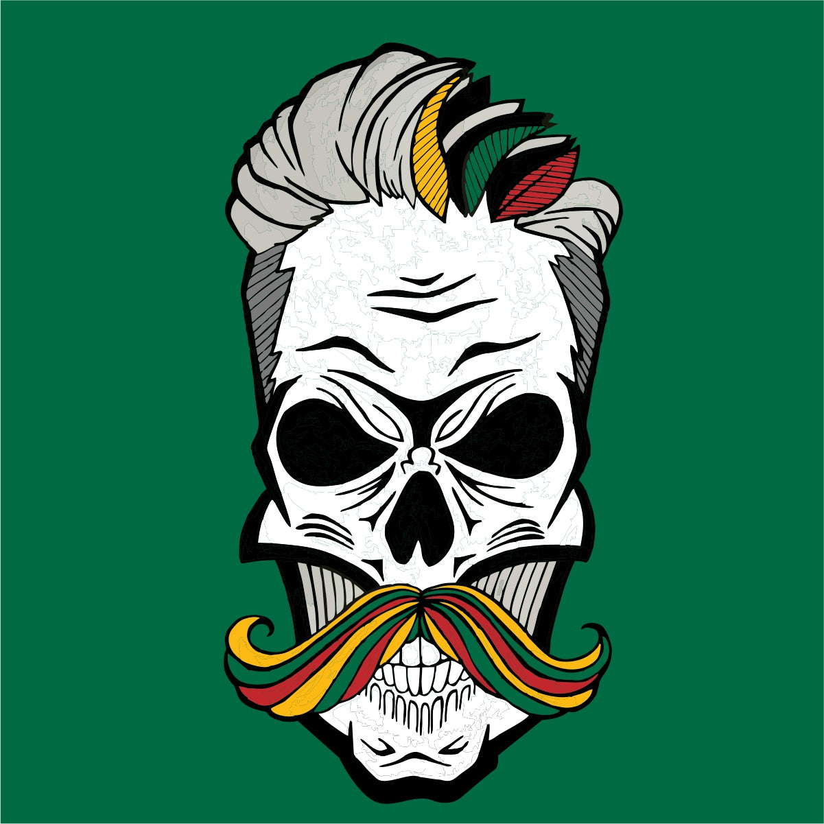 Žali UNISEX marškinėliai "Spalvoti ūsai“