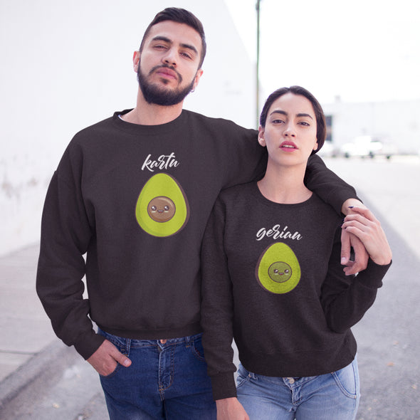 Juodi džemperiai be gobtuvų poroms "Avokadai“  Moteriškas dizainas