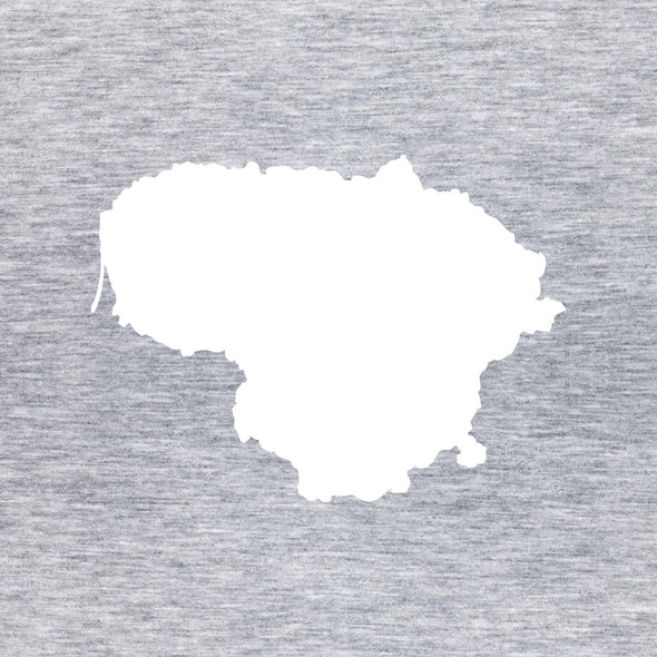 Pilki melanžiniai moteriški marškinėliai su baltu marginimu"Lietuva"