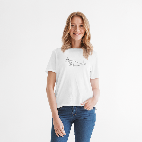 Balti ekologiškos medvilnės marškinėliai "Banginis"