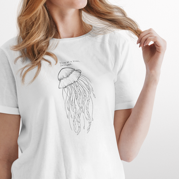 Balti ekologiškos medvilnės marškinėliai "Blow me a kiss"