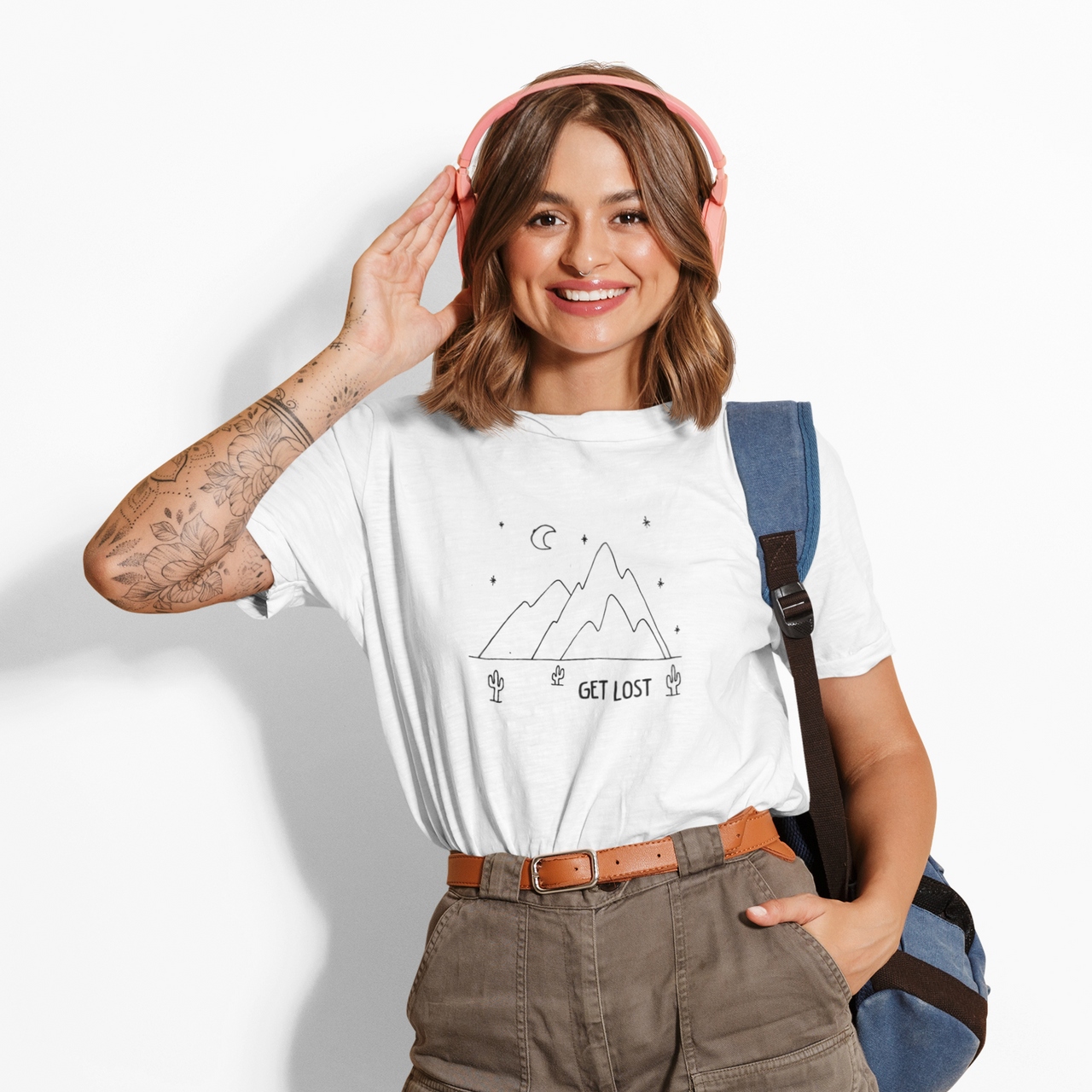 Balti 100% medvilnės marškinėliai "Get lost"