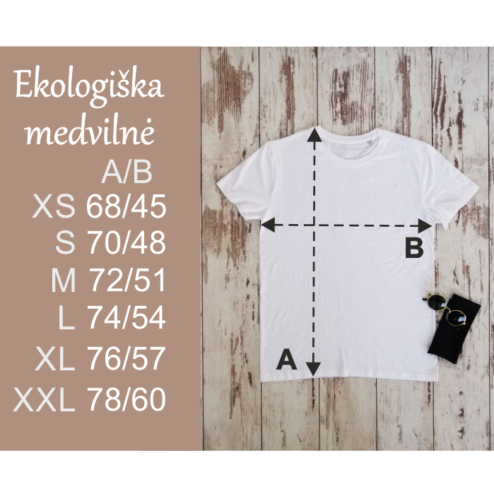 Balti ekologiškos medvilnės marškinėliai "Keliautojui"