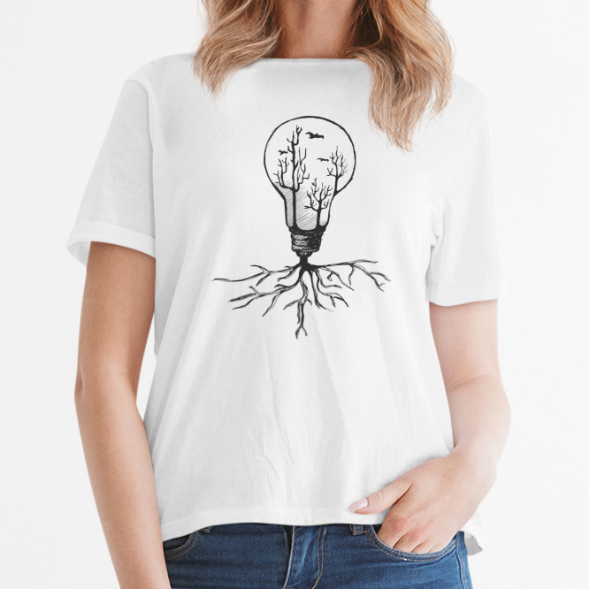 Balti 100% medvilnės marškinėliai "Miškas"