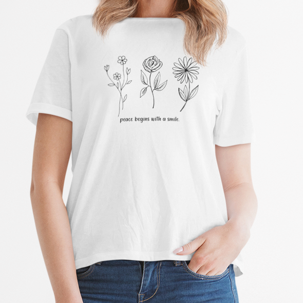 Balti ekologiškos medvilnės marškinėliai "Peace"