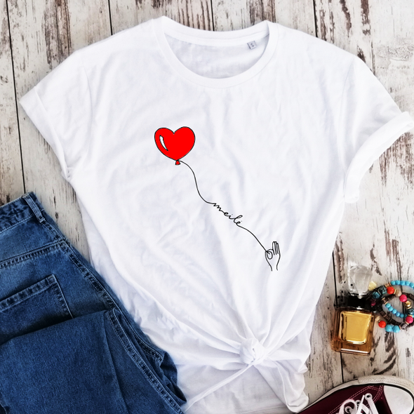 Balti ekologiškos medvilnės marškinėliai "Meilė"