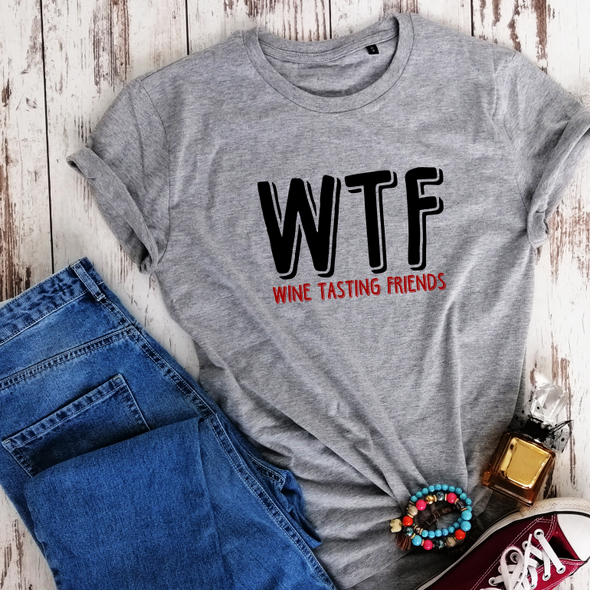 Pilki ekologiškos medvilnės marškinėliai "WTF"