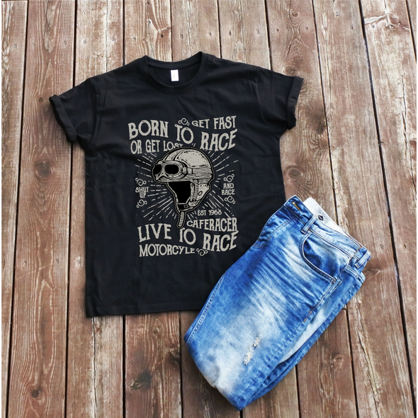 Juodi marškinėliai ''Born to race''