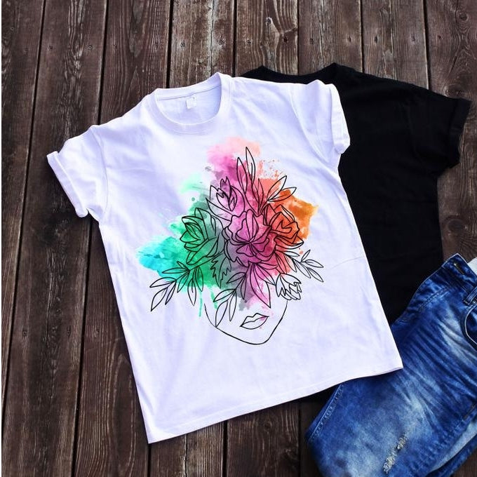 Balti UNISEX 100% medvilnės marškinėliai "Mergina“