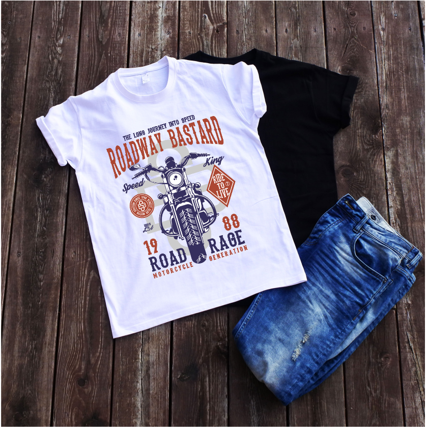 Balti marškinėliai "ROADWAY BASTARD“