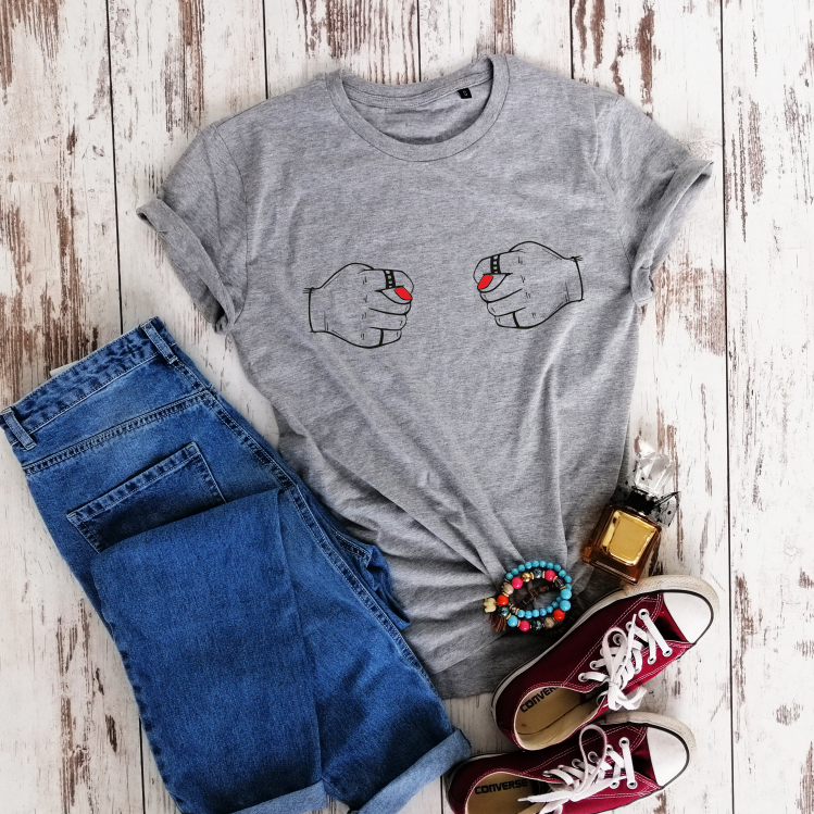 Melanžiniai medvilnės marškinėliai "Špyga taukuota"