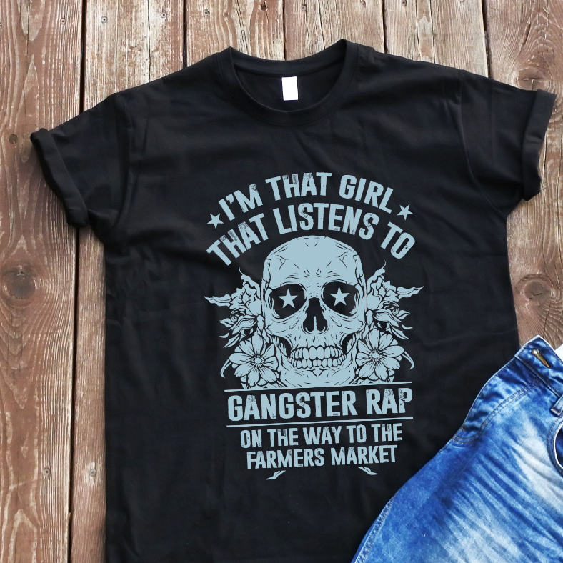 Juodi marškinėliai "Gangster rap“