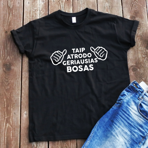 Juodi marškinėliai "Geriausias bosas"