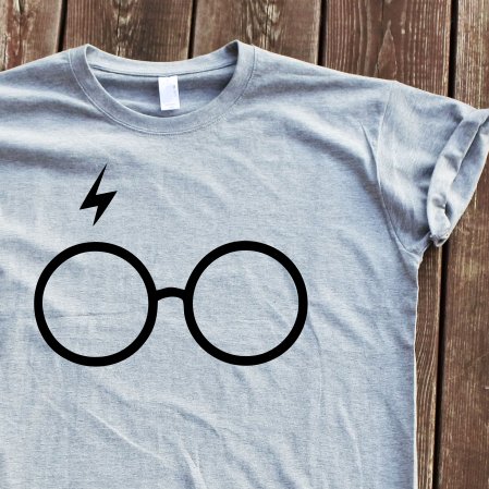Pilki marškinėliai su spauda "Hario akiniai"
