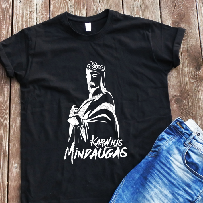 Juodi marškinėliai "Karalius Mindaugas"