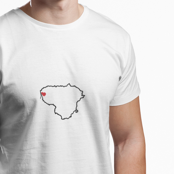 Balti marškinėliai "Klaipėda Lietuvos kontūruose“