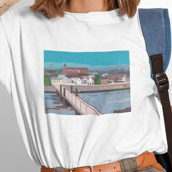 Balti marškinėliai "Kauno panorama“