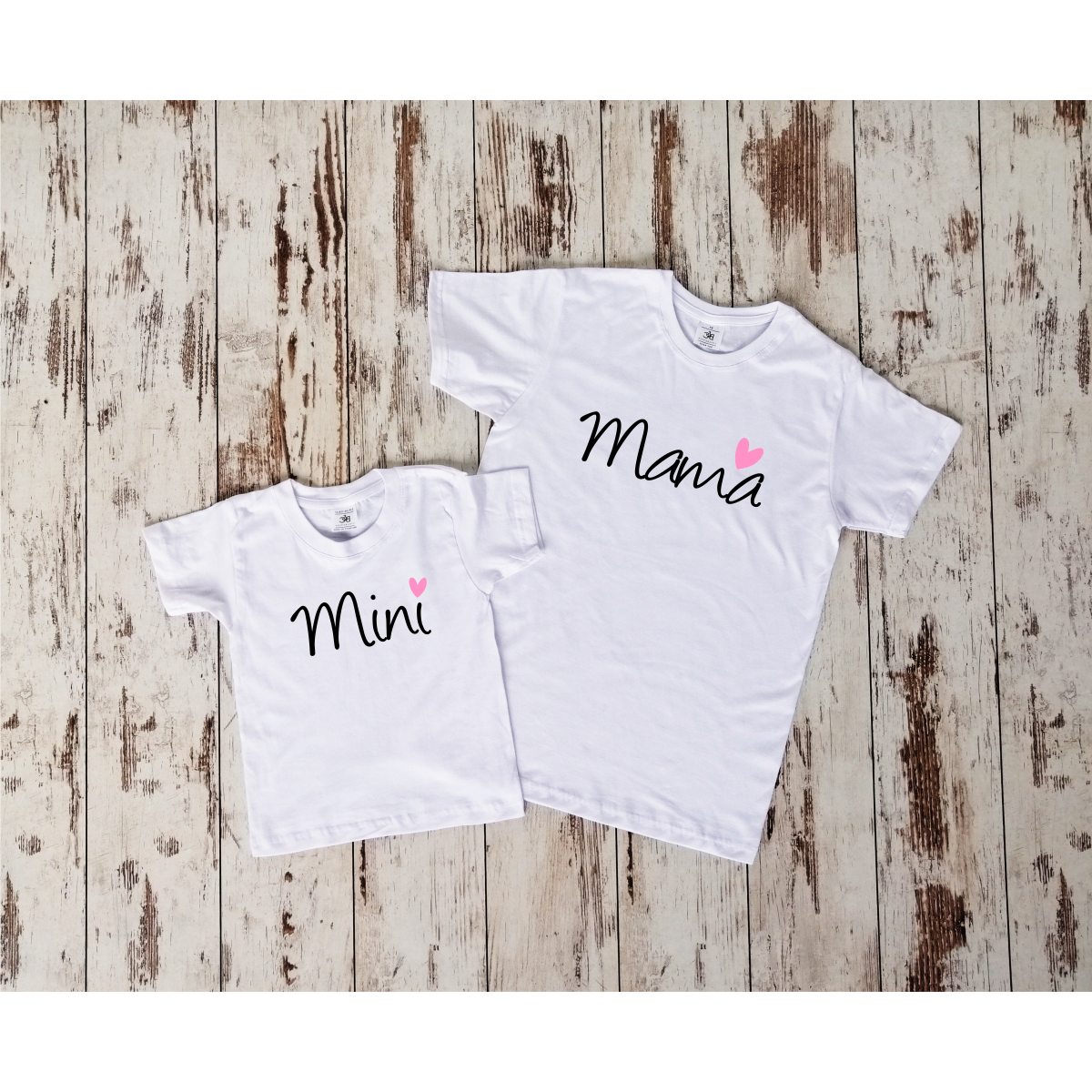 Balti marškinėliai "Mama ir mini“