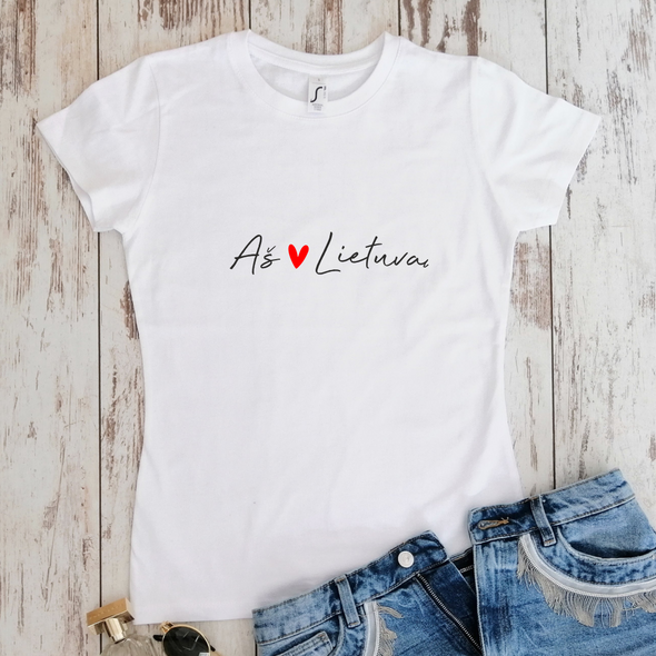 Balti moteriški marškinėliai "Meilė Lietuvai"
