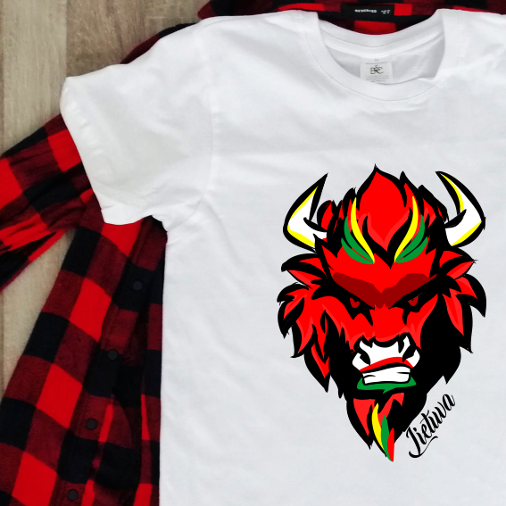 Balti marškinėliai "Lietuvos stumbras"