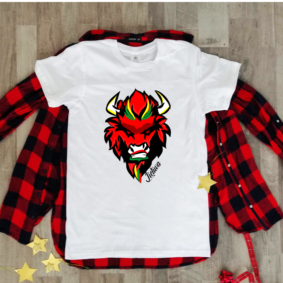 Balti marškinėliai "Lietuvos stumbras"