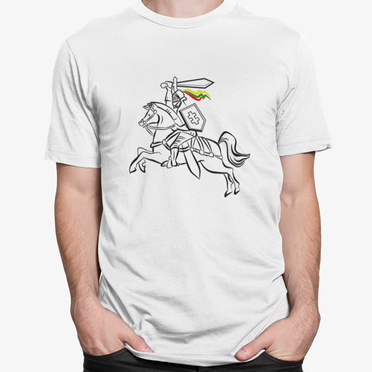 Balti ir juodi UNISEX marškinėliai "Lietuvos Vytis"