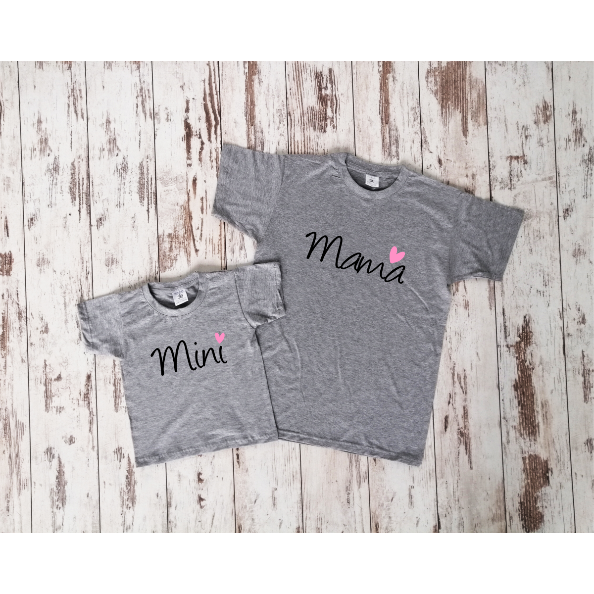 Pilki marškinėliai "Mama ir mini“