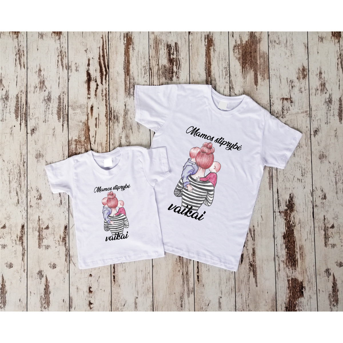 Balti unisex marškinėliai "Mamos stiprybė“