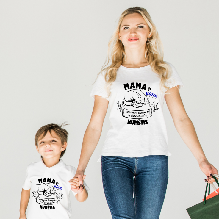 Balti marškinėliai "Mama ir sūnus“