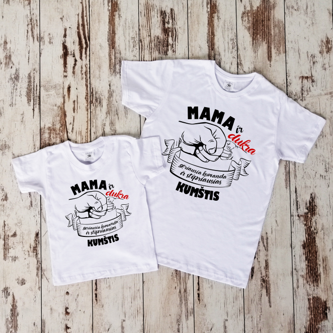 Balti marškinėliai "Mama ir dukra“