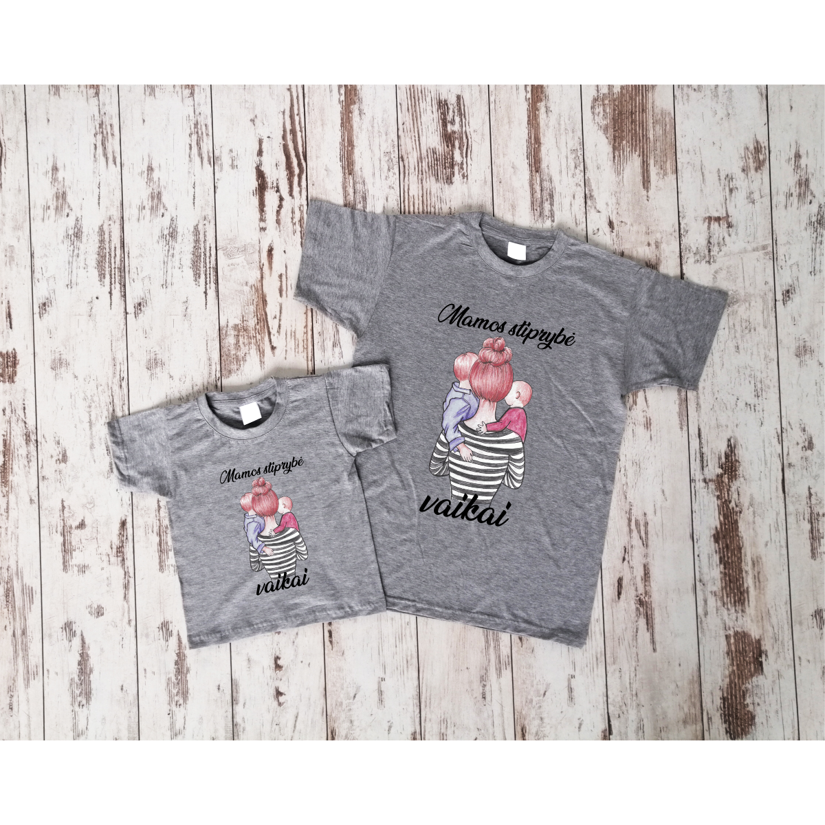 Pilki marškinėliai "Mamos stiprybė“